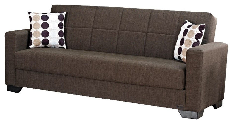 Beyan Signature Vermont 84" Fabric Convertible Sleeper Sofa in Brown