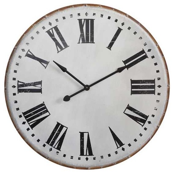 Round Large Roman Numeral Metal Wall Clock