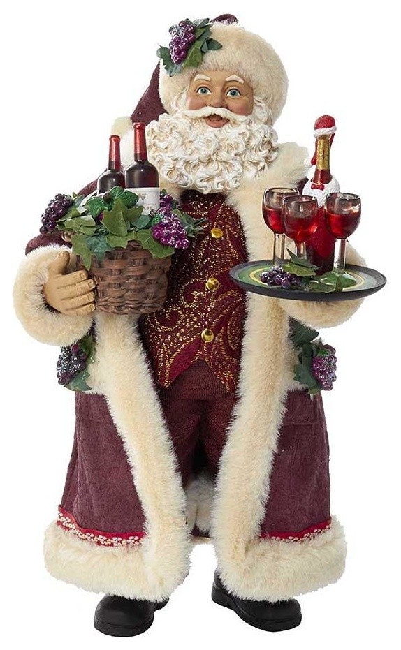 11.5" Fabrich Santa with Wine Basket