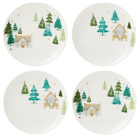 Balsam Lane Artistic Cabins 4-piece 8"Accent Plate Set by Lenox