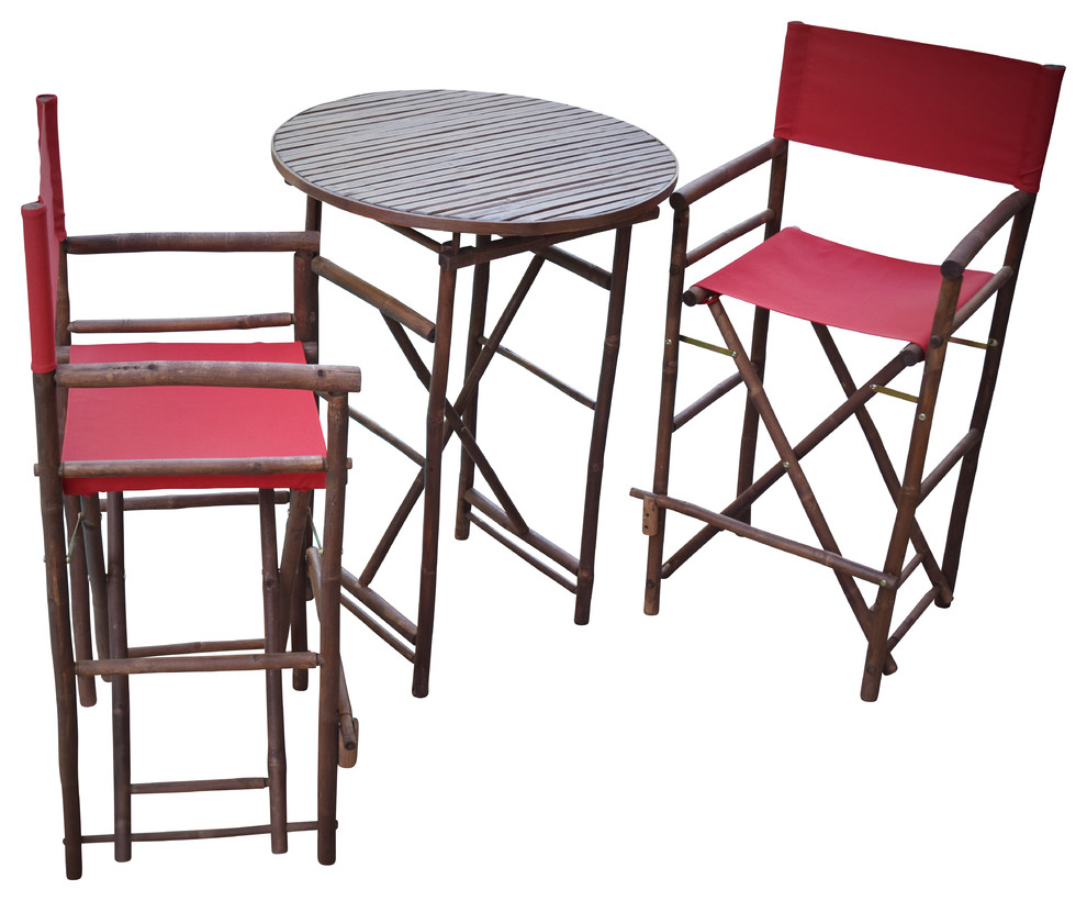 Director High Round 3-Piece Table Set, Red