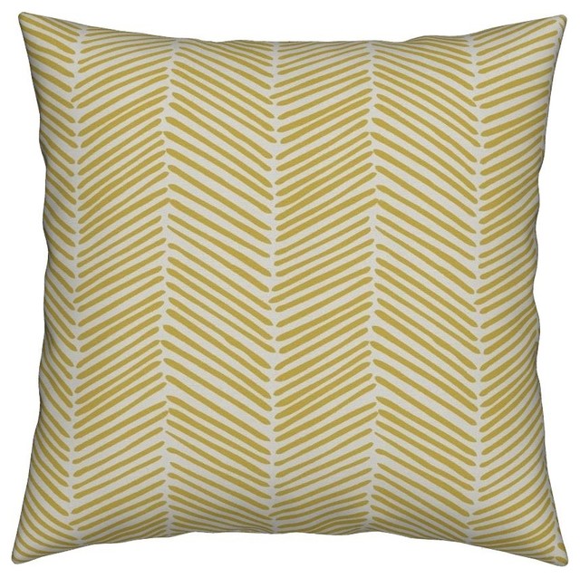 Chevron Zigzag Arrow Yellow Gold Geometric Throw Pillow Contemporary