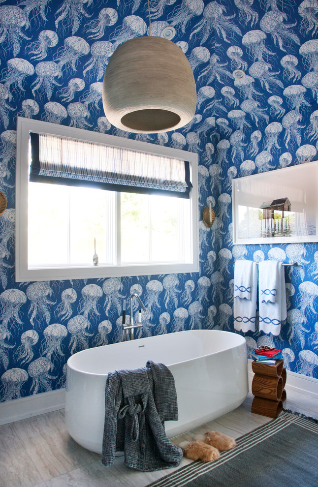 Inspiration for a coastal bathroom remodel in New York
