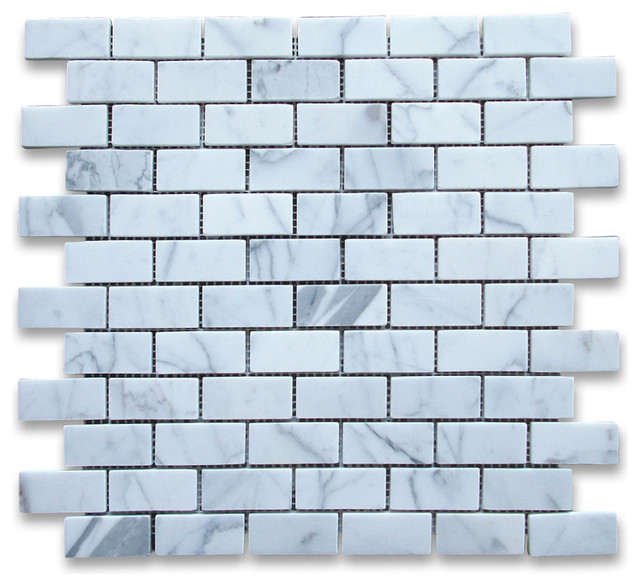 Calacatta Gold 1 x 2 Subway Brick Mosaic Tile Polished - Marble from