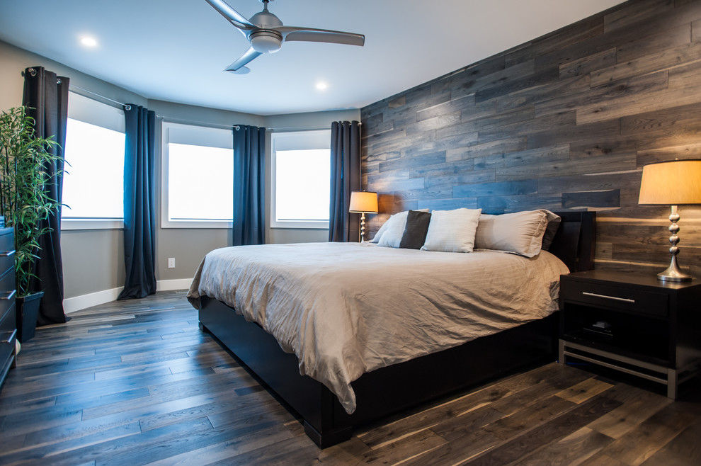 Example of a transitional bedroom design in Edmonton