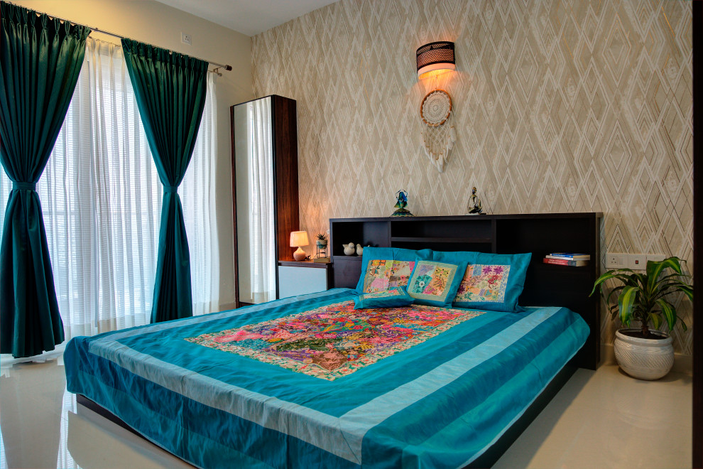 バンガロールにあるおしゃれな寝室のインテリア