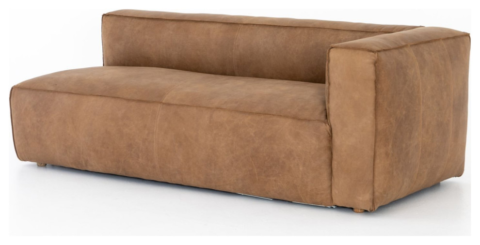 Nolita Natural Washed Leather Sectional Chaise RAF