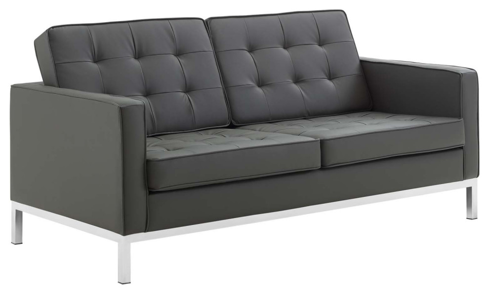 loft tufted upholstered faux leather sofa modway