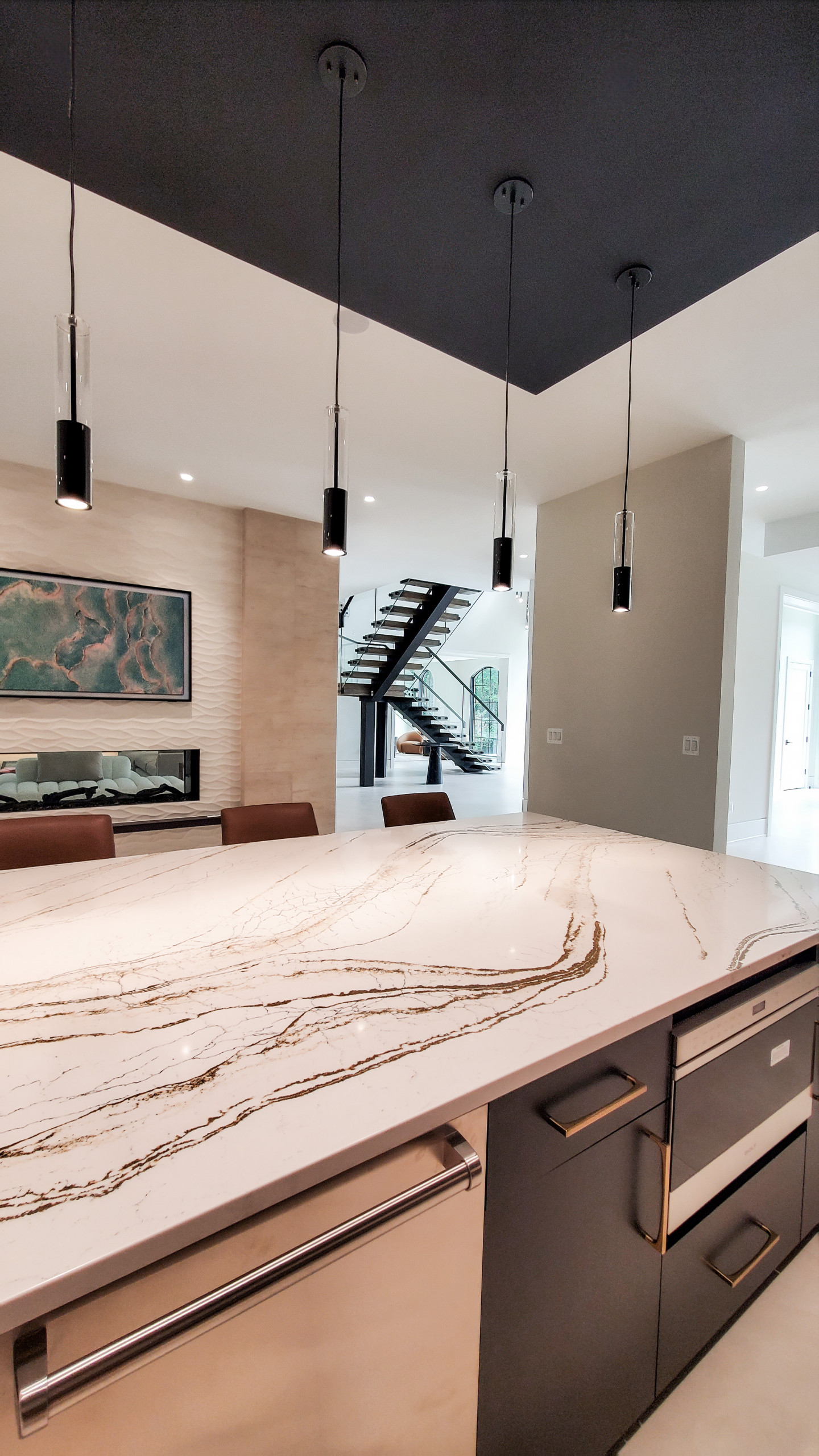Project #159 | Modern Foyer Stair with Stand-off Glass Railing