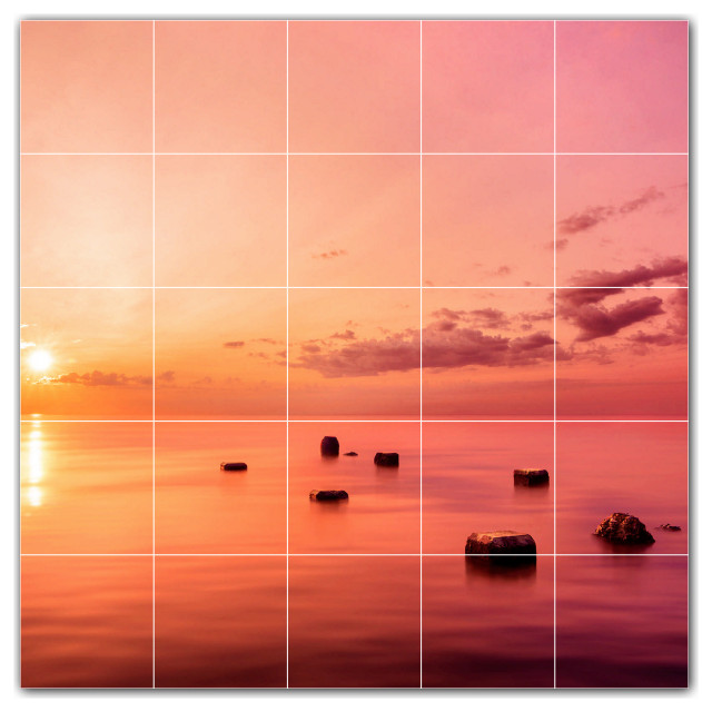Sunset Ceramic Tile Wall Mural HZ500970, 40" Wide x 40" High Beach