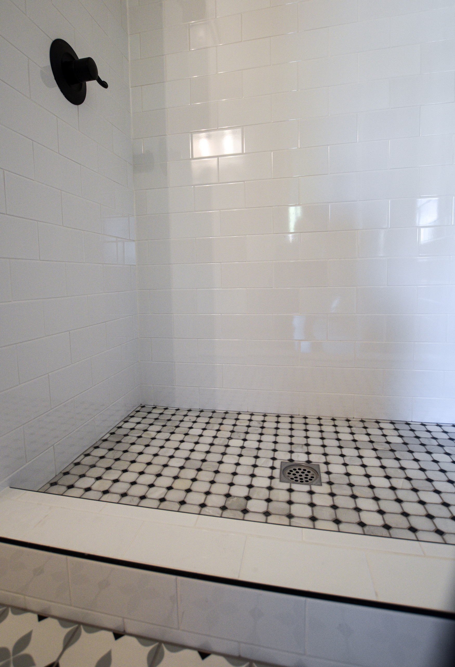 White Minimalist Walk In Shower