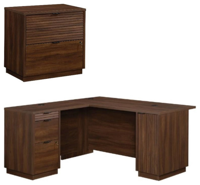 Home Square 2Piece Set with 60" LShaped Computer Desk & Lateral File