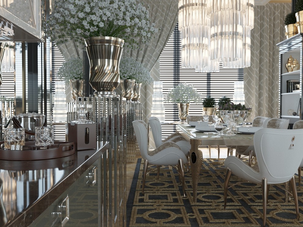 Проект загородного дома в Подмосковье (Екатерина Плотникова) - Столовая в стиле