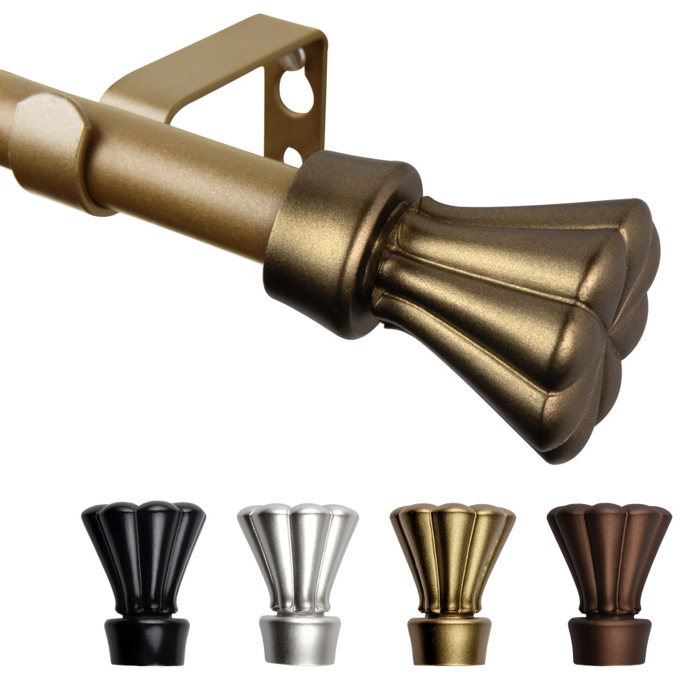 Pasha 5/8" Curtain Rod Antique Gold, 4884" Traditional Curtain