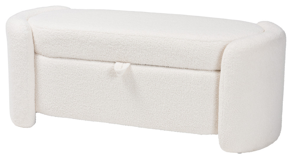 Aminah Boucle Storage Bench Contemporary Accent And Storage Benches