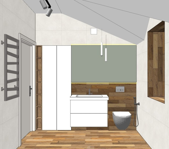 Реализация проекта санузла на марсардном этаже.