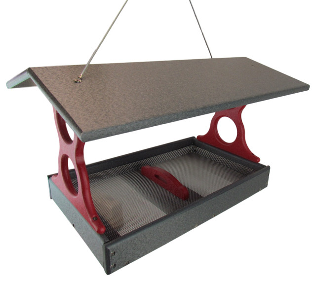 Jcs Wildlife Large Fly Thru Bird Feeder With Removable Tray Gray