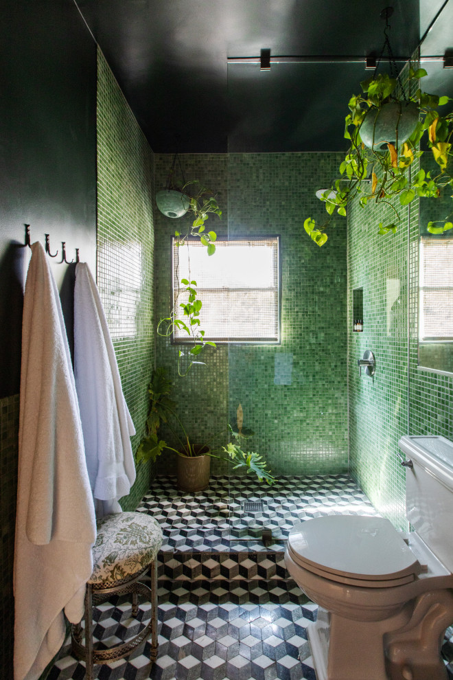 This is an example of an eclectic bathroom.