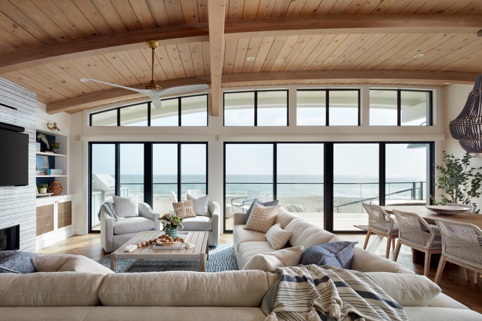 Beach House Meets Mid-Century - Beach Style - Living Room - San ...
