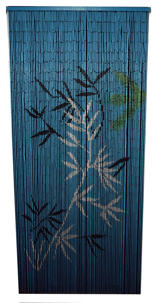 Blue Bamboo Scene Curtain