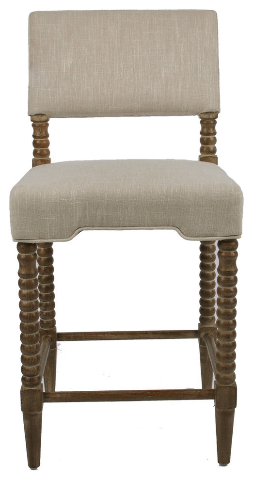 Edgar Counter Stool With Decorative Wood Frame French Country Bar