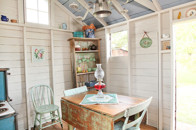 Shed Turned Guest Space shabby-chic-style-shed