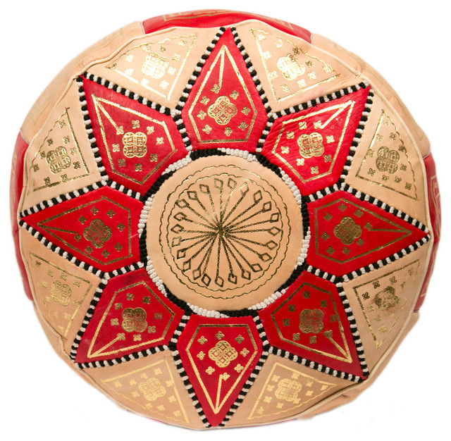 Marrakech Leather Pouf - Mediterranean - Floor Pillows And Poufs - by Casablanca Market