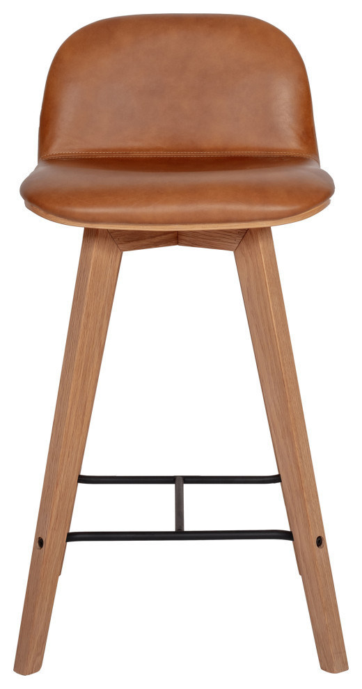 Leather Counter Stool Tan Brown Scandinavian Scandinavian Bar