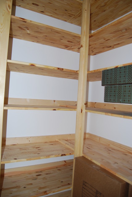 Pantry With Pine Shelves Traditional Kitchen Charlotte