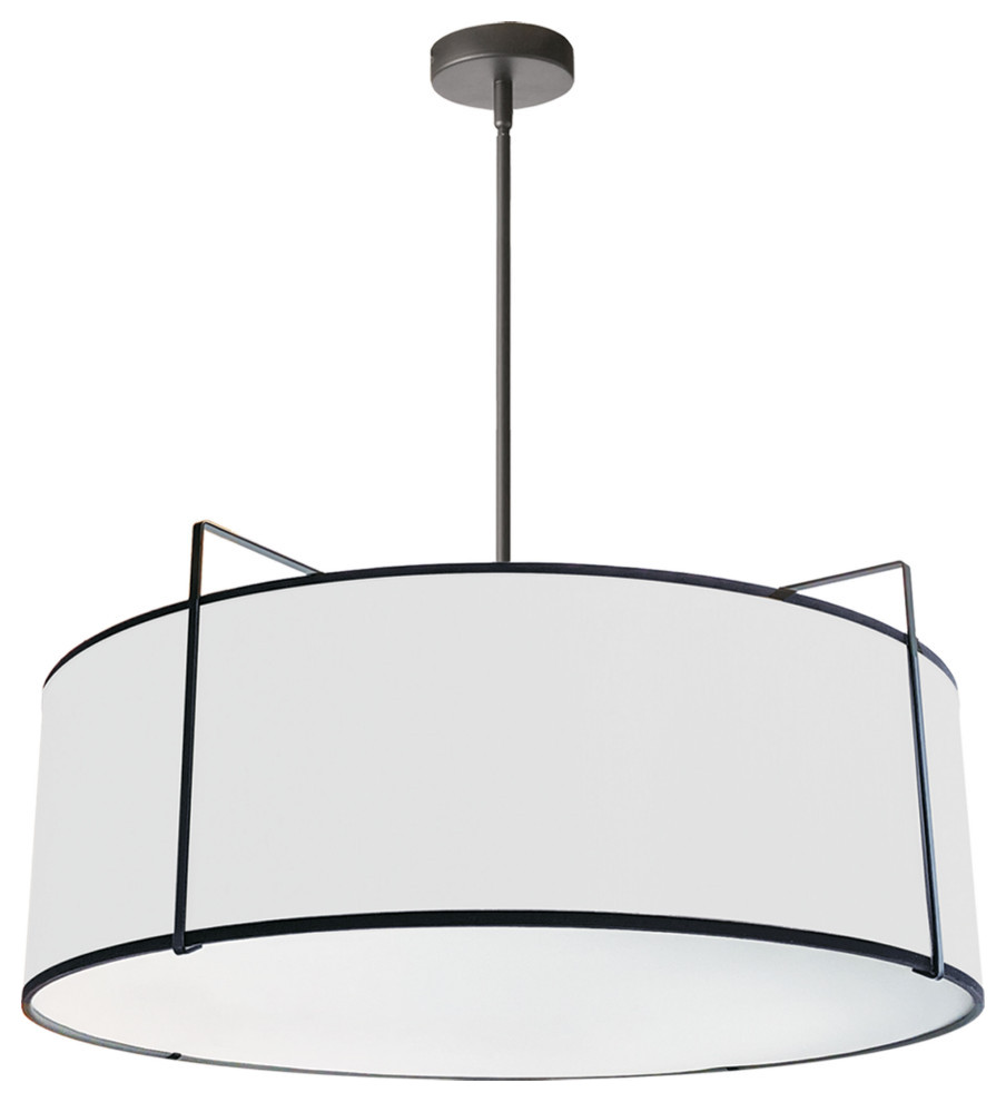 4Light Drum Pendant With 790 Diffuser, Black/Gray Shade Transitional