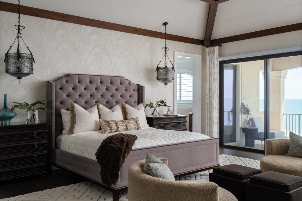 Example of a tuscan bedroom design in Tampa