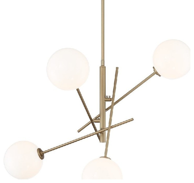 Vanity Art 4 Light Sputnik Sphere Chandelier, Black/Brass, 20114BD