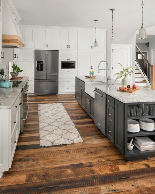 Open Floor Plan Neutral Interior Transitional Farmhouse - Transitional