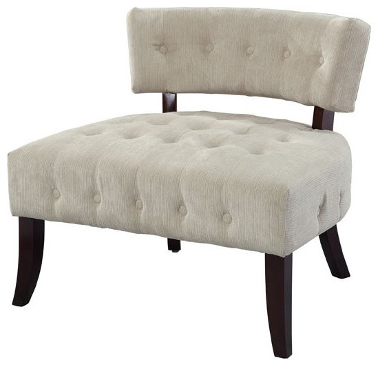 Powell Accent Chair in Cream Velour Corduroy