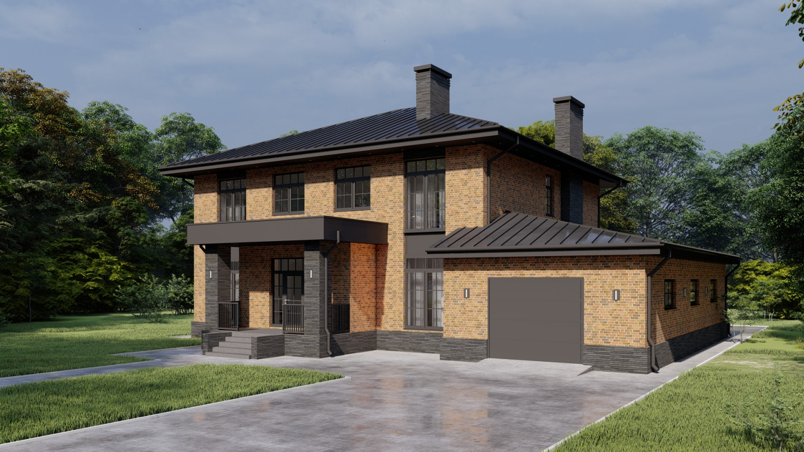 Двухэтажный дом с гаражом