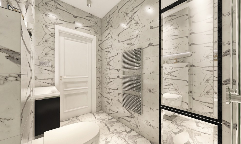 Проект гостиной в доме в неоклассике