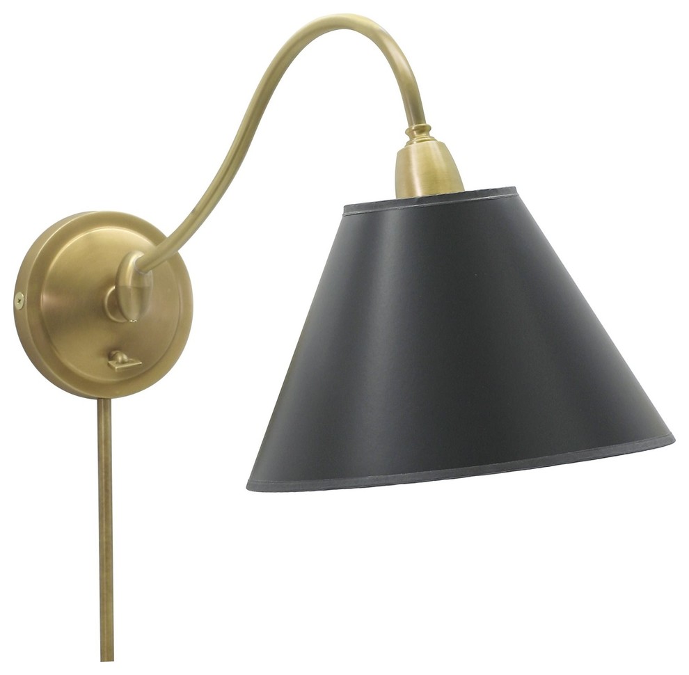 Hyde Park Wall Lamp Weathered Brass w/Black Parchment