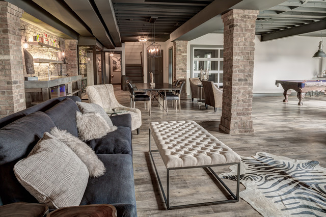 Rustic Walkout Basement casa-de-campo-sotano