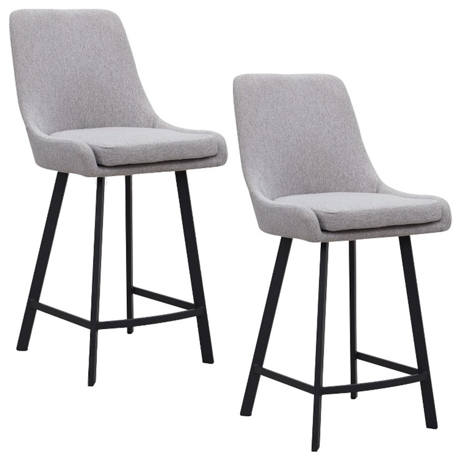 Leick Home Upholstered Stainless Steel Base Counter Stool Set of 2 in