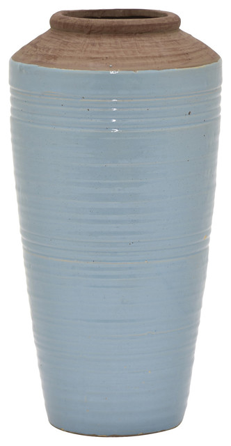 Three Hands 18.5" Ceramic Vase, Blue