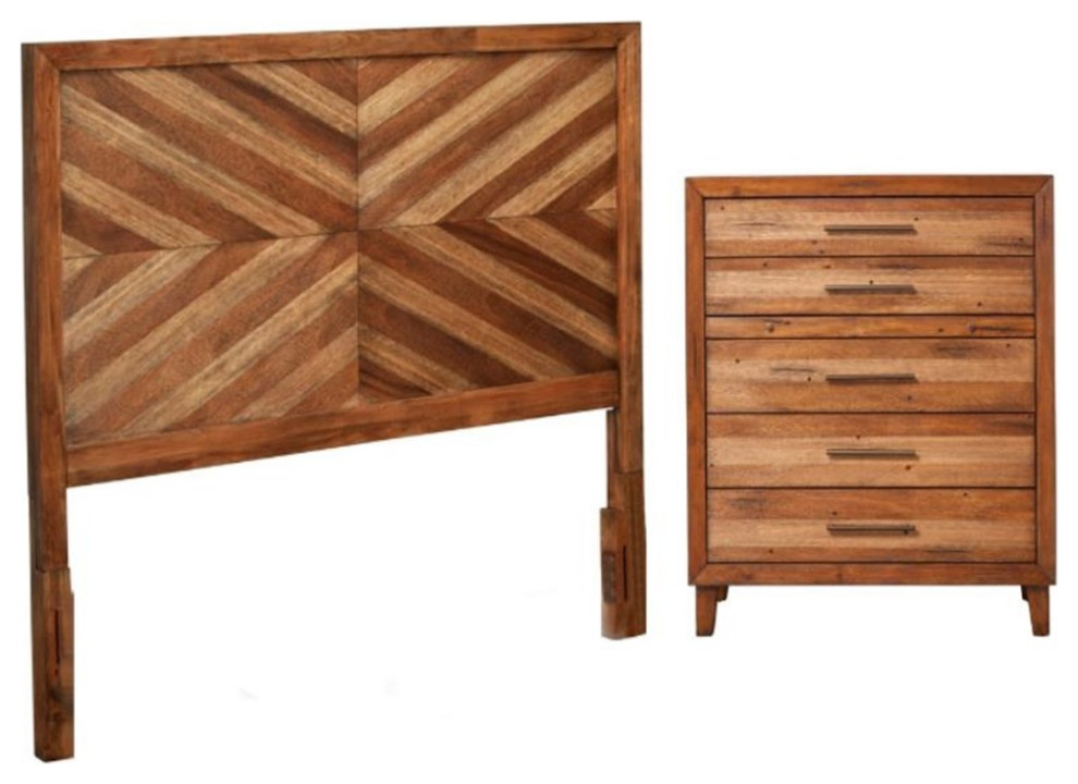 Home Square 2Piece Set with Trinidad Full Headboard & 5 Drawer Chest