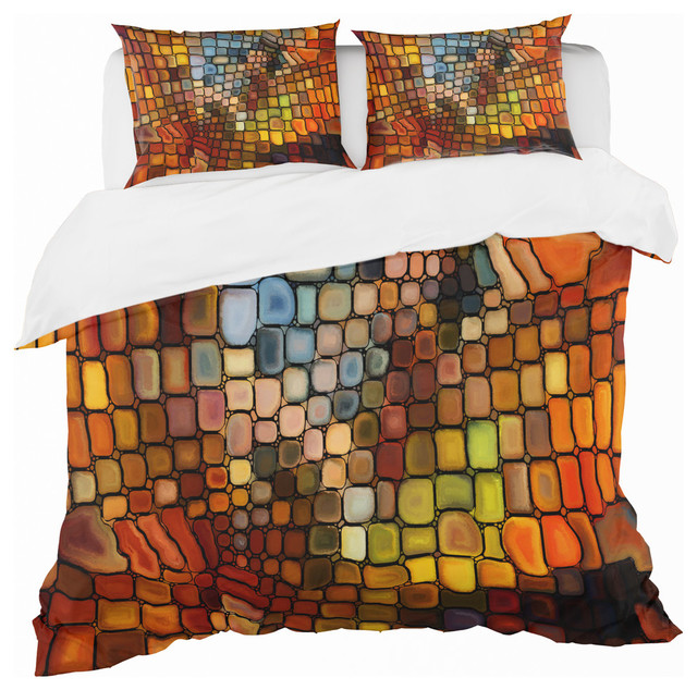 Dreaming of Stained Glass Modern and Contemporary Duvet Cover Set, Full