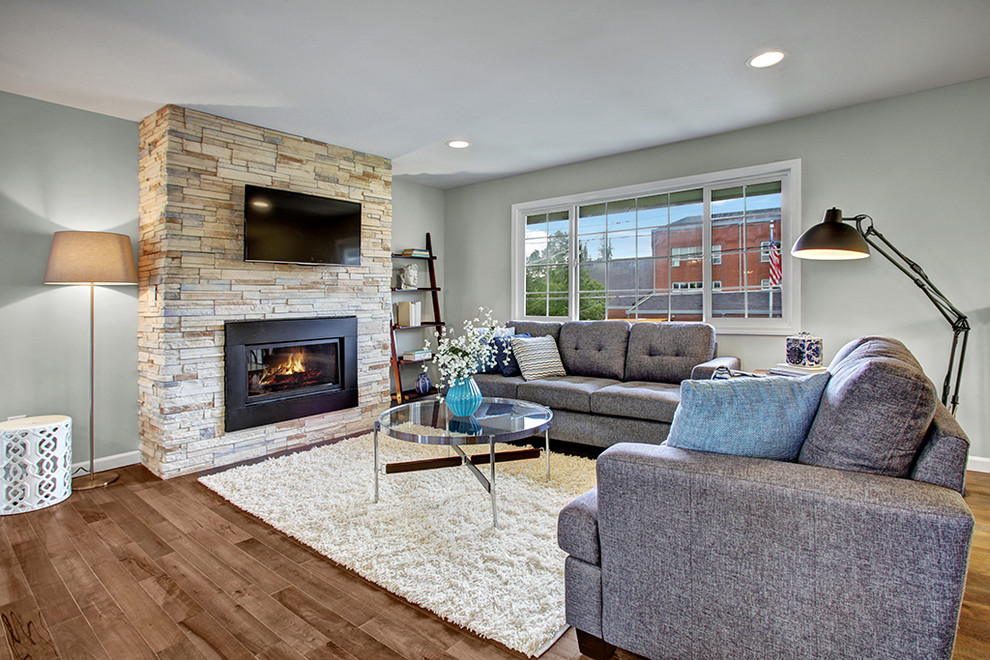 Transitional living room in Seattle.