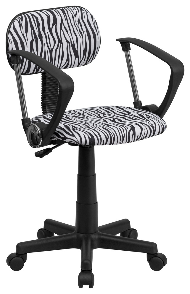 MFO Black and White Zebra Print Computer Chair with Arms
