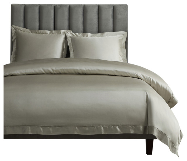 High Shine Satin Duvet Cover Set, 3 Piece, Queen Transitional Duvet