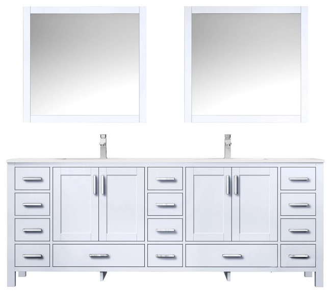 Jacques Modern White 84" Double Vanity With Quartz Top Transitional