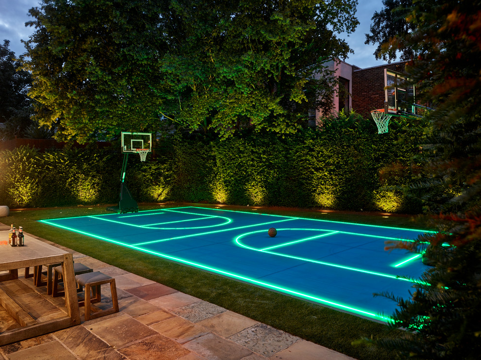 Contemporary backyard outdoor sport court in Other.