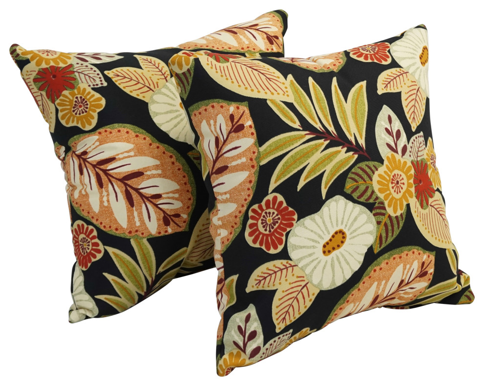 17" Square Polyester Outdoor Throw Pillows, Set of 4, Marlow Spice