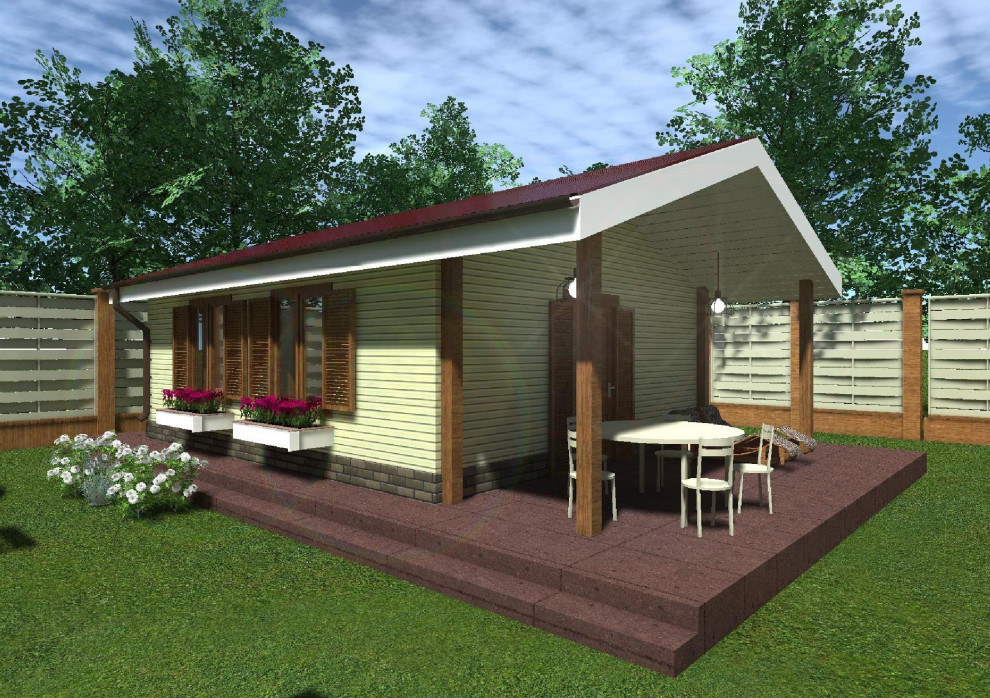 Одноэтажный дачный дом 6х9 60 квадратных метра из газобетона под ключ