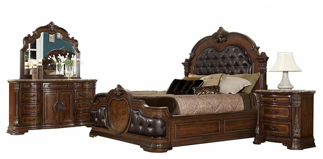 Antoinetta 1919 5 Piece Traditional Bedroom Set Dark Brown Queen Victorian Bedroom Furniture Sets By Bedtimenyc